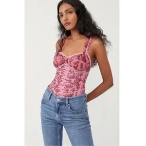 Free People Weekend Plans Intimate Floral Bodysuit NWT Size small- never worn